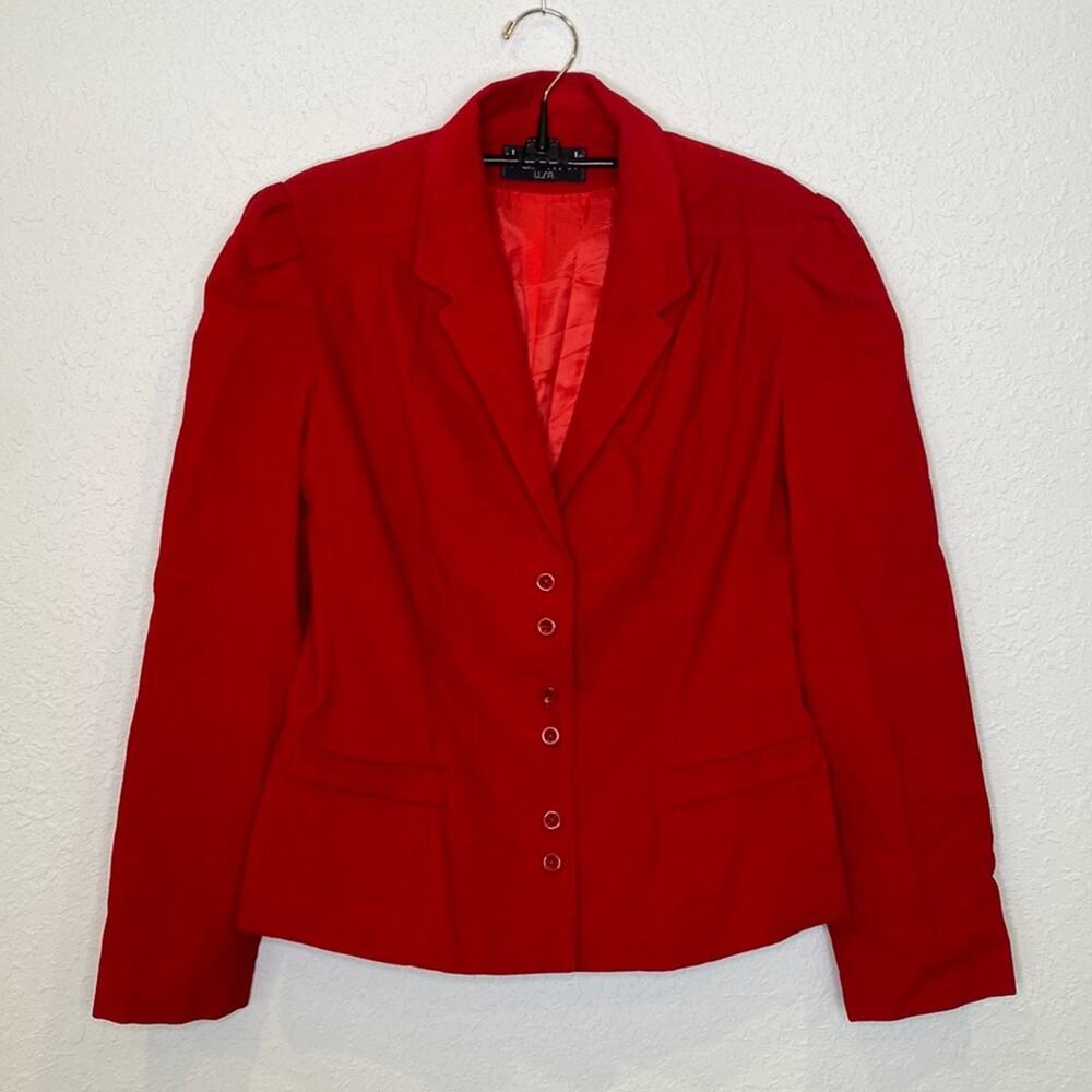 That’s Me! Vintage Red Button Front Closure Blazer Cotton Polyester Sz Lg Jun
